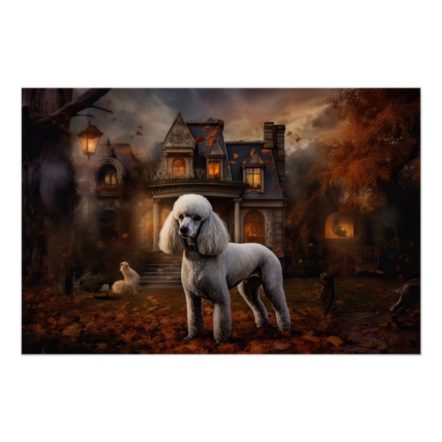 Poster Peur Halloween caniche (Devant)