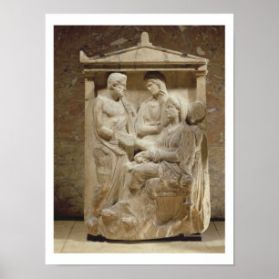 Poster Phainippos and Mnesarete gravestone showing family