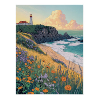 Poster Phare au bord de la mer