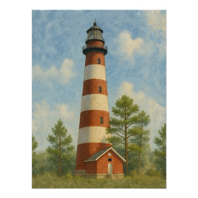 Poster Phare d'Assateague Aquarelle (Devant)