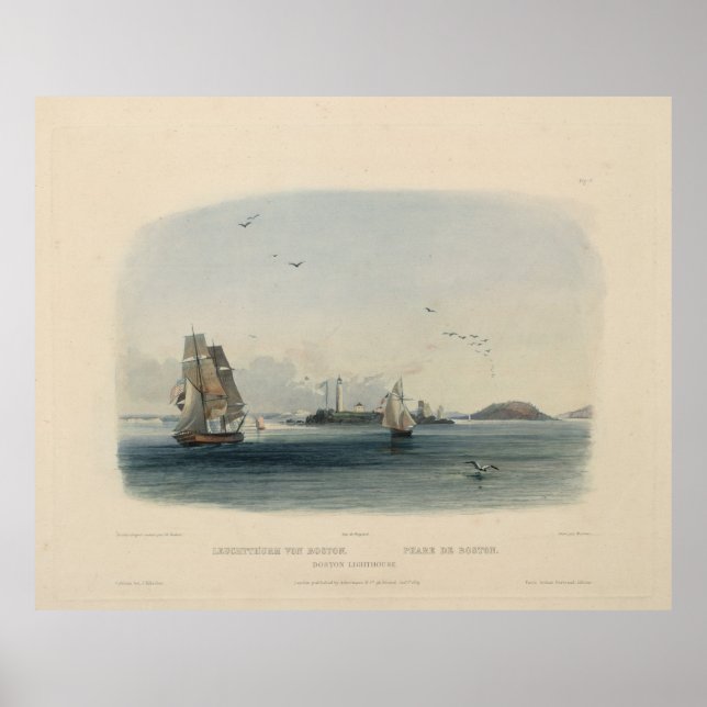 Poster Phare de Boston : Historic Karl Bodmer Imprimer (Devant)