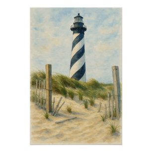 Poster Phare de Cape Hatteras Aquarelle