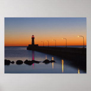 Poster Phare de la jetée nord à Duluth, Minnesota,