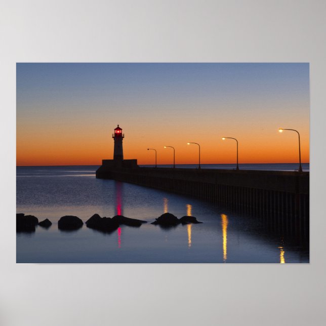 Poster Phare de la jetée nord à Duluth, Minnesota, (Devant)