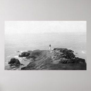 Poster Phare de Newport, Orégon Yaquina du golf