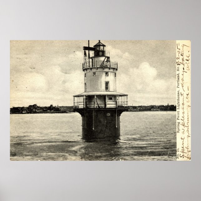 Poster Phare de Spring Point, Portland Maine 1905 (Devant)