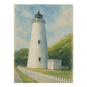 Poster Phare d'Ocracoke à l'aquarelle