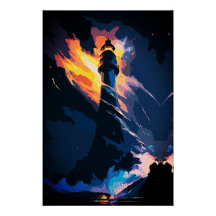 Poster Phare Ethereal - Paysage marin spectaculaire