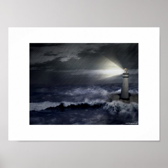Poster Phare pendant la tempête (Devant)