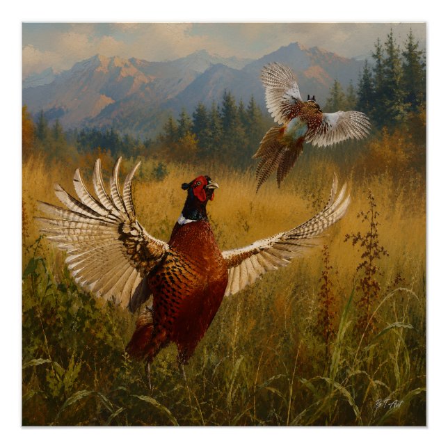 Poster Pheasant Forever – Art de la faune de chasse en ha (Devant)