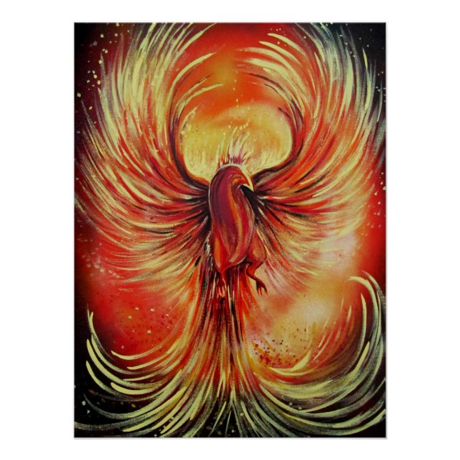 Poster Phénix Ascendant Oiseau de Feu Audacieux Flamme Fa (Devant)