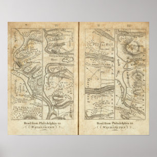 Poster Philadelphia to Washington Road Map