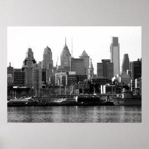 Poster Philadelphie noir et blanc Skyline Imprimer