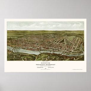 Poster Philadelphie, PA Carte panoramique - 1907