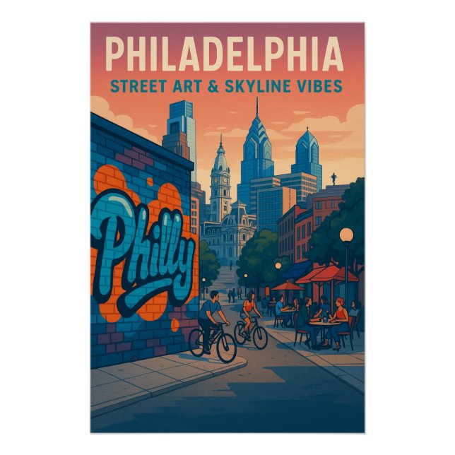 Poster Philadelphie - Street Art & Skyline Vibes (Devant)
