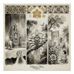 Poster Philippines Flore - Jasmin · Waling-Waling · Rose
