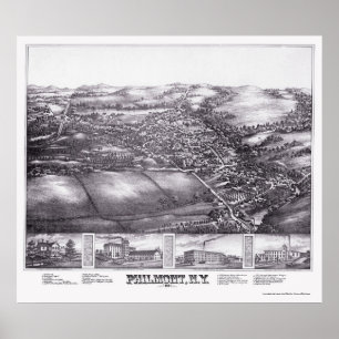 Poster Philmont, carte panoramique de NY - 1881