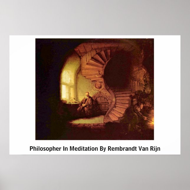 Poster Philosophe En Méditation De Rembrandt Van Rijn (Devant)