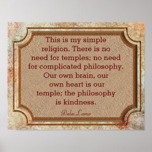 Poster Philosophy Of Kindness - Dalai Lama Quote - Print