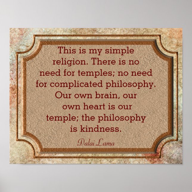 Poster Philosophy Of Kindness - Dalai Lama Quote - Print (Devant)