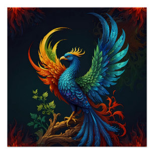 Poster Phoenix Motif d'oiseaux coloré