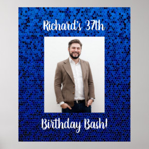 Poster Photo anniversaire fête personnalisée bleu