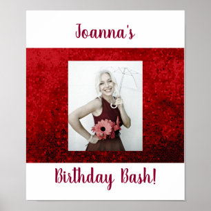 Poster Photo anniversaire fête personnalisée rouge