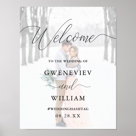 Poster Photo Avec L Affiche De Bienvenue De Mariage De Zazzle Fr