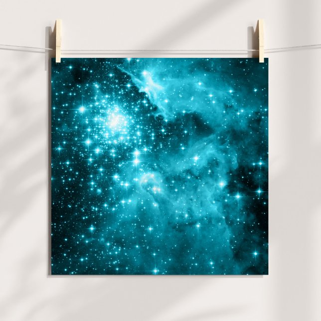 Poster Photo céleste teinté d'Aqua Stars (Aqua Stars Tinted Celestial Photo Poster)