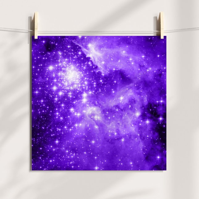Poster Photo céleste teintée d'étoiles violettes (Purple Stars Tinted Celestial Photo Poster)