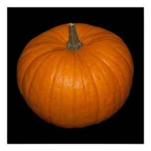 Poster Photo citrouille sur Arrière - plan noir