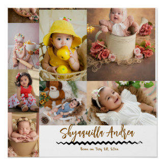 Poster photo de bébé mignon - 9 photo&texte personnalisé