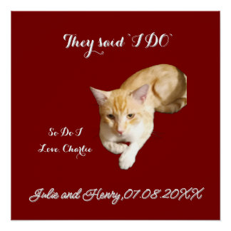 Poster Photo de chat roux de mariage Texte Personnaliser