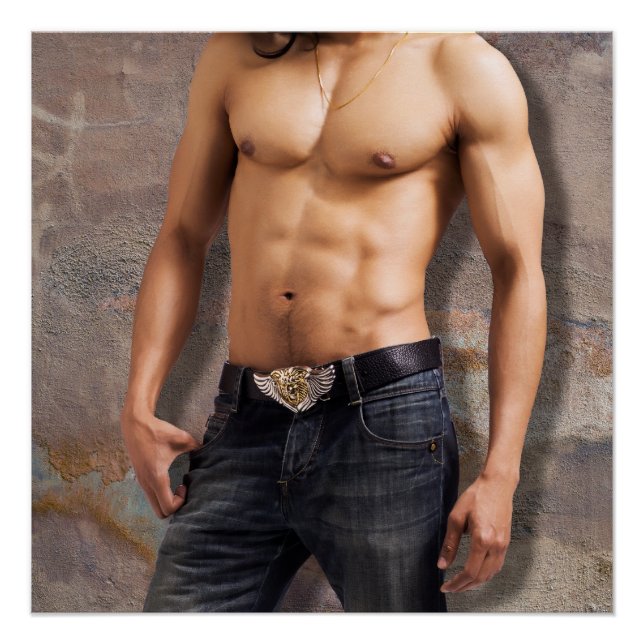 Poster Photo de la poitrine nue de l'homme (Devant)