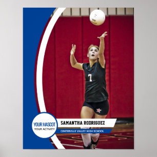 Poster photo de l'école à cadre courbé bleu