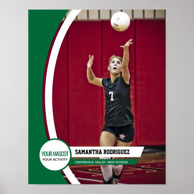 Poster photo de l'école à cadre courbé vert (Devant)