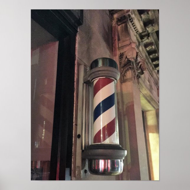 Poster Photo de l'enseigne de coiffeur (Devant)