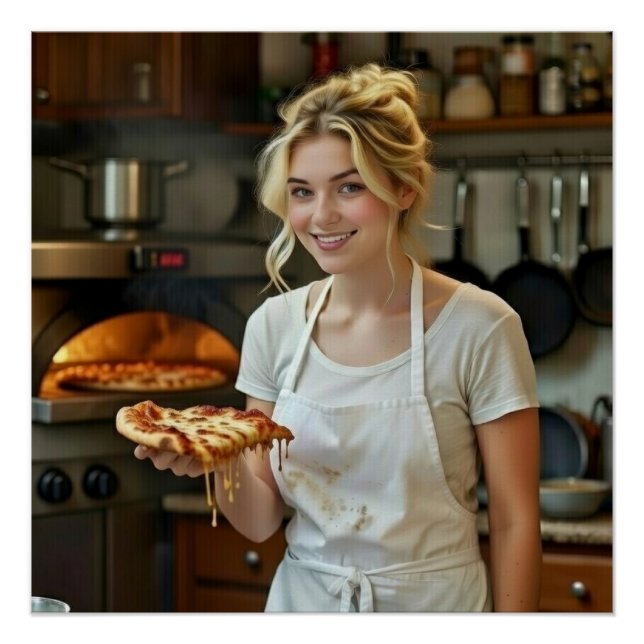 Poster Photo de pizza en train de manger Personnaliser (Devant)