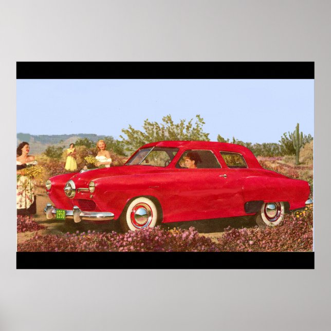 Poster Photo de publicité pour voiture de 1950 (Devant)