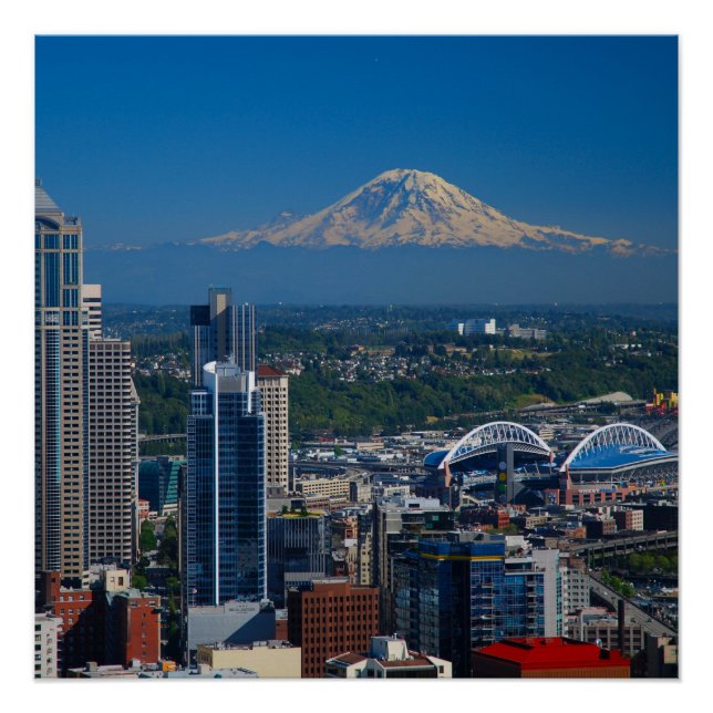 Poster photo de Seattle avec le Mont Rainier (Devant)