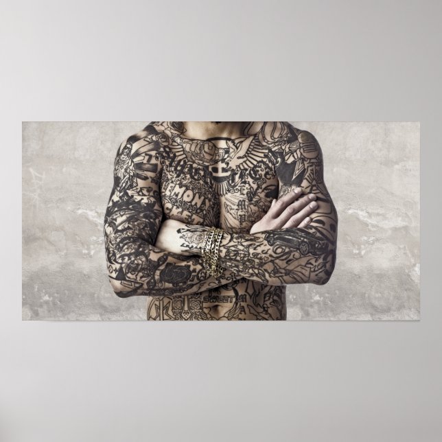 Poster Photo de tatouage corporel masculin (Devant)