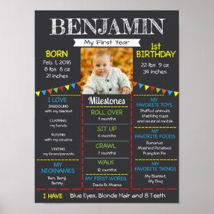 Poster Photo du premier anniversaire du bébé
