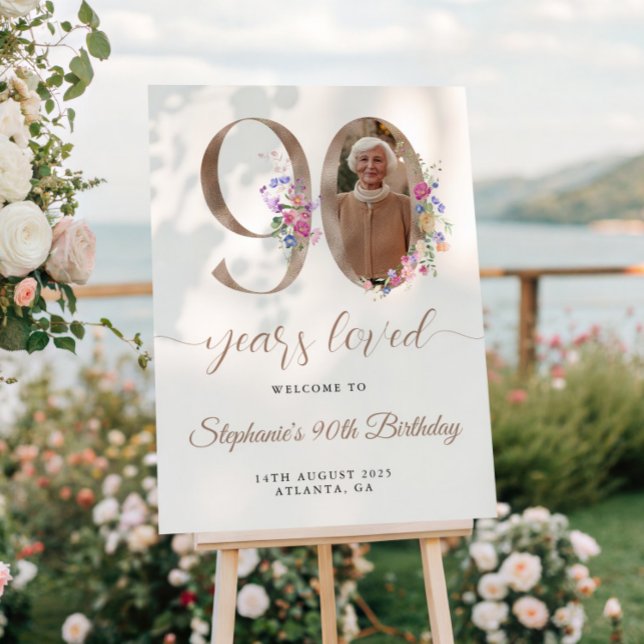 Poster Photo florale du printemps 90e anniversaire Bienve (Créateur téléchargé)
