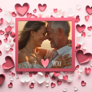 Poster Photo Moderne « Je t'aime » avec Cœur