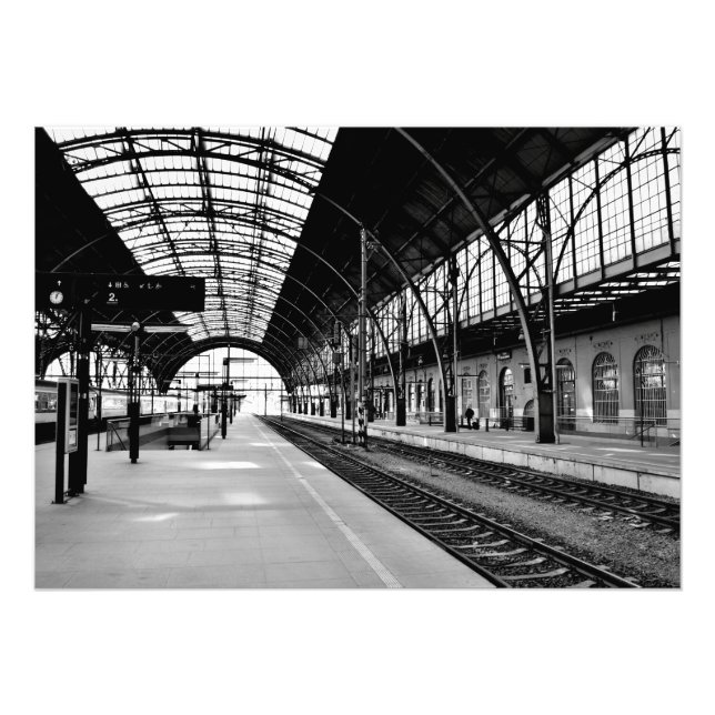 Poster photo noir et blanc de la gare (Devant)