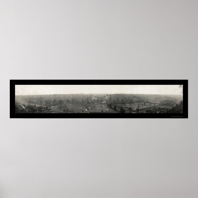 Poster Photo panoramique de Pittsburgh 1908 (Devant)
