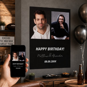 Poster Photo personnalisée noir blanc amis anniversaire
