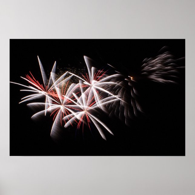 Poster photo Rouge blanc Fireworks (Devant)