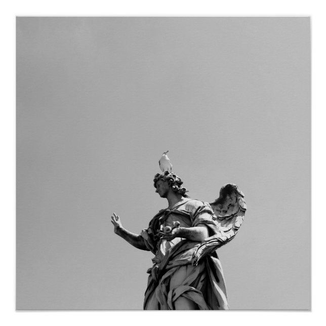 Poster Photo simple et moderne de mouette sur la statue (Devant)