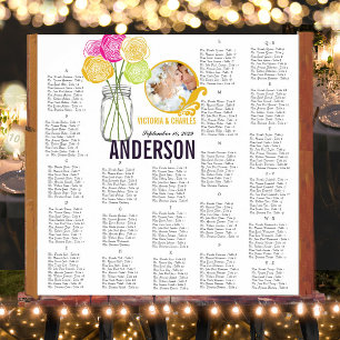 Poster Photo Vintage Modern Mason Jar Seating Chart